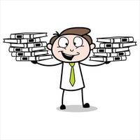 asset of a young businessman cartoon character carrying a lot of books vector