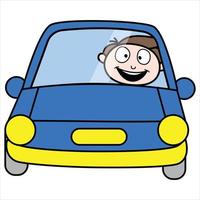 asset of young businessman cartoon character commuting to his office by car vector