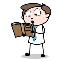 asset of a young businessman cartoon character who is busy reading a magazine vector