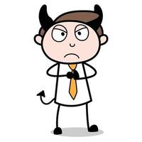 asset of a young businessman cartoon character who is turning into a devil vector