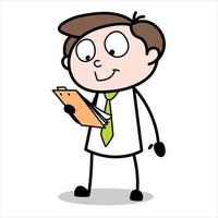 young businessman cartoon character asset smiling while reading data vector