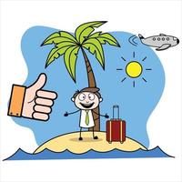 activo de un personaje de dibujos animados joven empresario de vacaciones en una isla vector