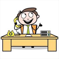 asset of a young businessman cartoon character on the phone with his customer vector