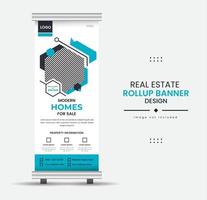 Print Real-estate home for sale or rent rollup display standee for promotional purpose vector