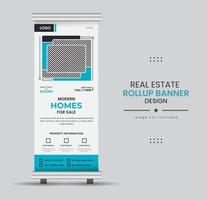 Print Real-estate home for sale or rent rollup display standee for promotional purpose vector