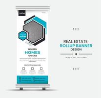 Print Real-estate home for sale or rent rollup display standee for promotional purpose vector