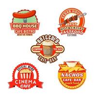 Vector fast food meal snacks icons set