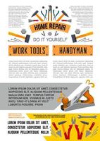 Vector work tools poster for home repair