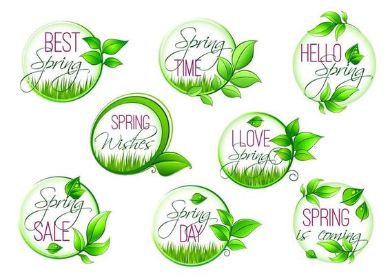 Spring sale and springtime holiday label set