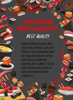 cartel de vector para el menú del restaurante de cocina japonesa