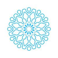 Simple snowflake made of blue lines. Festive decoration for New Year and Christmas, symbol of winter, element for design. Vector illustration