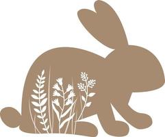 Floral rabbit pictogram isolated vector illustration