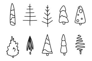 Set of doodle hand drawn different shape Christmas tree element design vector