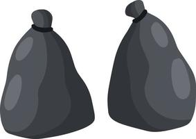 Black trash bag and trash. Cartoon flat illustration. Plastic packaging. Processing of wastes. problem of ecology and junk vector