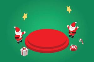 isometric Christmas banner template with Santa and podium for sales promotion vector