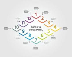 step number chart template for infographic for presentation for 12 element vector