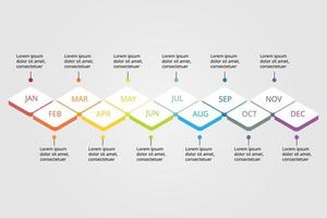 12 month timeline template for infographic for presentation for 12 element vector