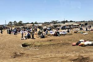 Kimilili in Kenya in February 2011. A view of People selling products in Kenya photo