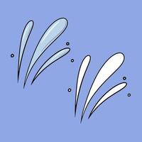 A set of images, Splashes, drops, a jet of water, a vector illustration in cartoon style on a colored background