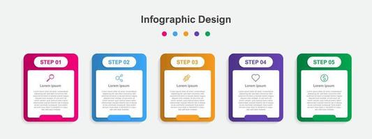 plantilla de infografía empresarial abstracta colorida de cinco pasos vector