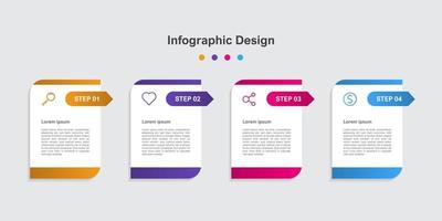 plantilla de infografía empresarial abstracta colorida de cuatro pasos vector