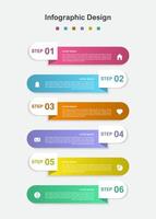 Six Steps Colorful abstract business infographic template vector