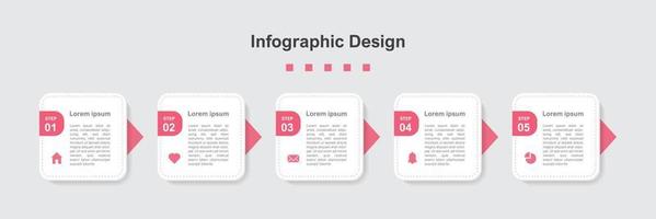 Five Steps abstract business infographic template vector