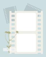 Photobook Frame for collage, film, photo frame, camomile print, herbarium. vector