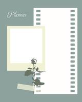 plantilla de planificador de recordatorio collage vintage en blanco con plantas, en blanco para notas para hacer lista, planificador, ideas. vector