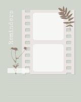 plantilla de recordatorio collage vintage en blanco con plantas, en blanco para notas para hacer lista, planificador, idea vector