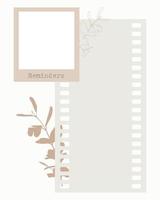 Reminder Planner template vintage collage blank with plants, blank for notes to do list, planner, ideas. vector