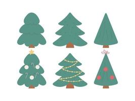 Set with Christmas tree. Vector illustration on a white background. For card, posters, stickers, banners, printing on the pack, printing on clothes, fabric, wallpaper.