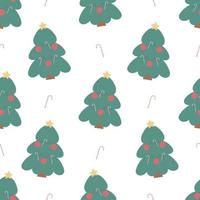 Seamless pattern with Christmas tree. Vector illustration in cartoon style. For card, posters, banners, printing on the pack, printing on clothes, fabric, wallpaper.
