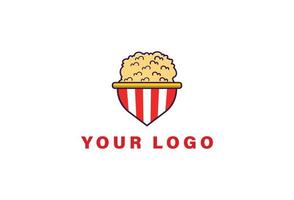 Popcorn logo design with Pin icon design template vector