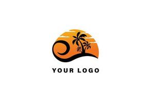 Beach Island logo design template vector