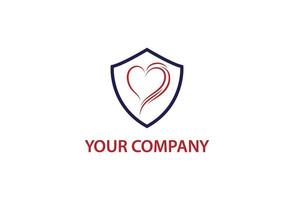 Heart Shield logo design template vector