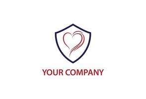 Heart Shield logo design template vector