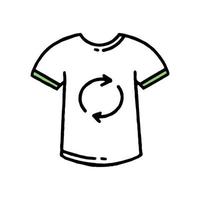 T-shirt made of recycled materials. Separation of garbage. Co2 concept of climate change. Vector isolated doodle