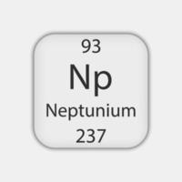 Neptunium symbol. Chemical element of the periodic table. Vector illustration.