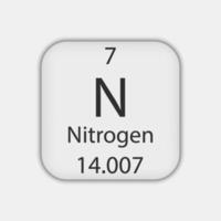 Nitrogen symbol. Chemical element of the periodic table. Vector illustration.