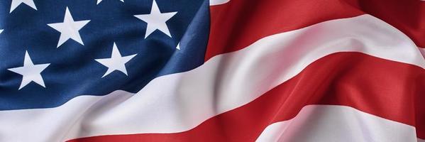 American flag as background. USA flag waving, long banner photo