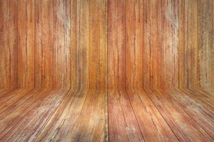 empty wooden planks wall perspective floor room interior background photo