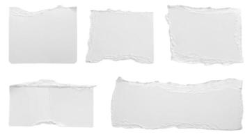 White ripped paper torn edges strips isolated on white background photo
