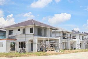 construction residential new house with prefabrication system in progress at building site photo