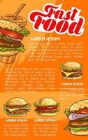 Fast food burger and drink menu banner template vector