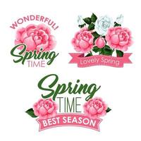 Vector springtime roses bunches of greeting quotes
