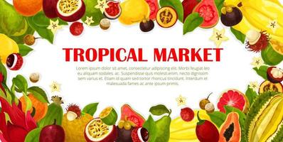 cartel de vector de frutas exóticas para el mercado tropical