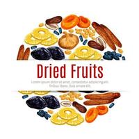 Dried fruit, raisin, apricot label for food design vector