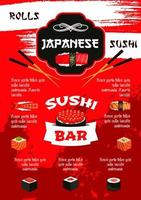 Japanese sushi bar menu poster template design vector