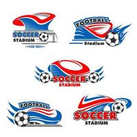 Vector icons of soccer or football arena stadium